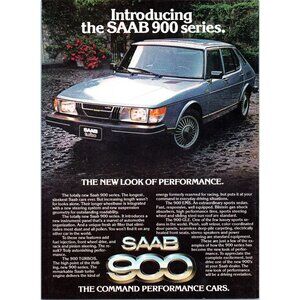 1979 Saab 900 Turbo Sports Hatchback Vintage Print Ad Cobblestone Roses Wall Art